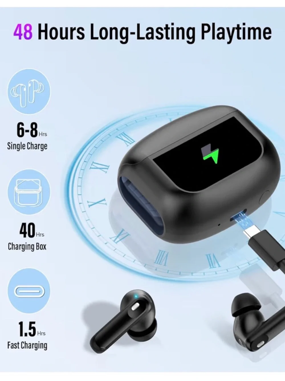 Thunelec Tru9 Bluetooth Wireless Earbuds Black color
